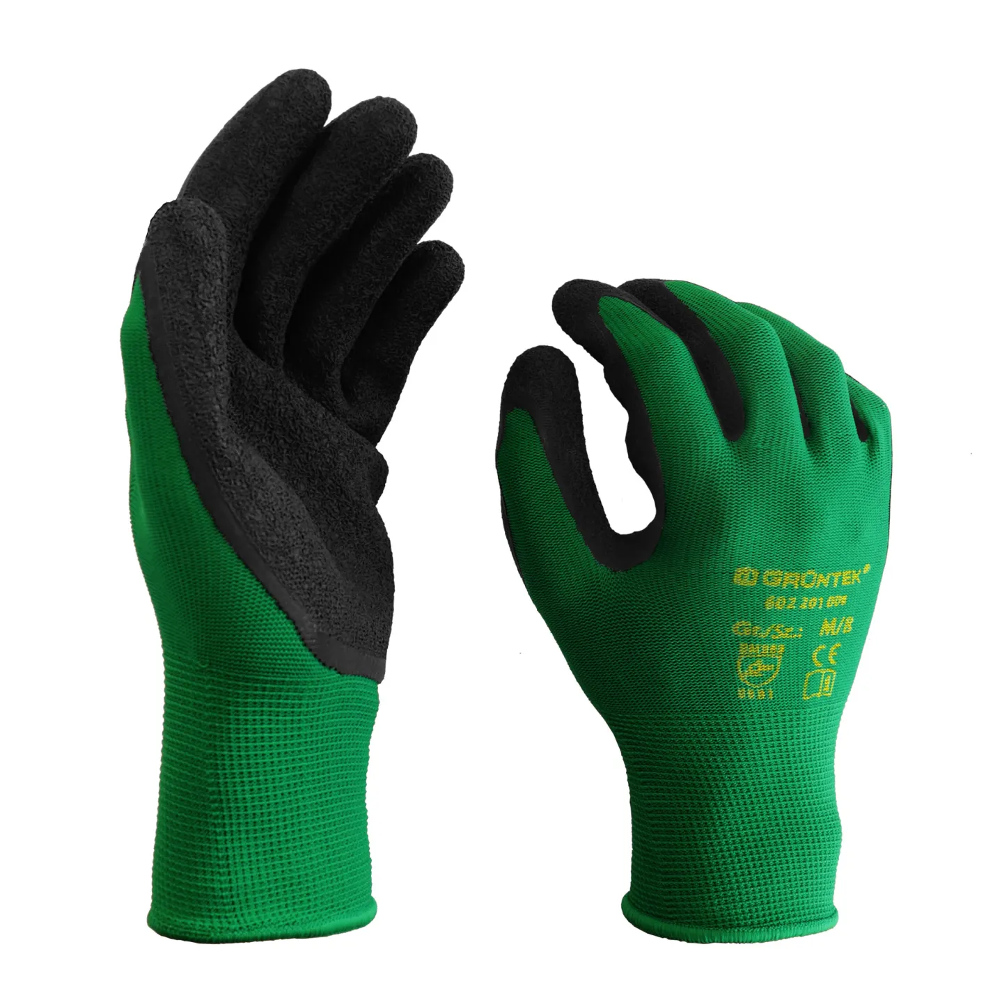 GRÜNTEK Gartenhandschuhe 5 Paar aus Polyesterfaser mit Latexbeschichtung