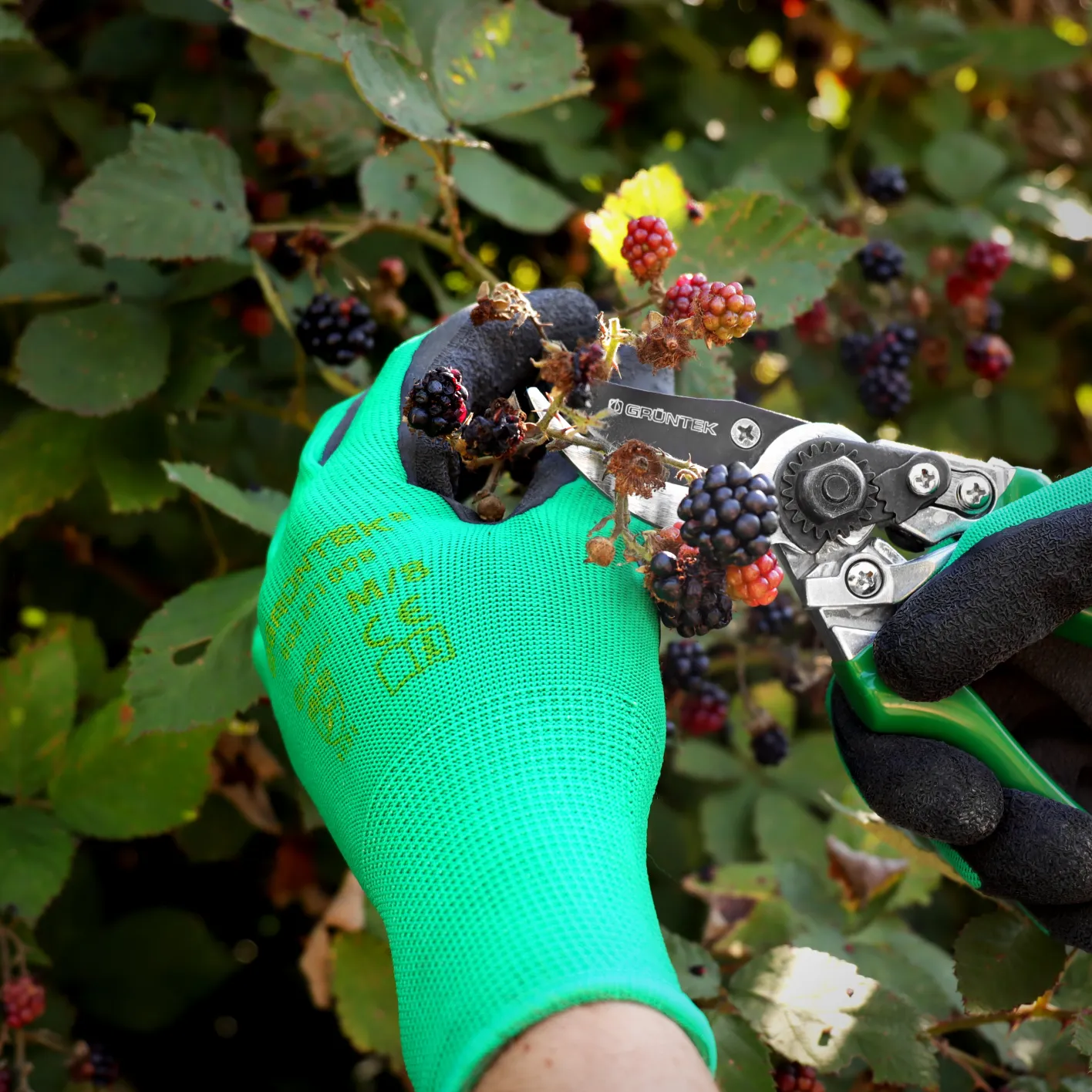 GRÜNTEK Gartenhandschuhe 5 Paar aus Polyesterfaser mit Latexbeschichtung