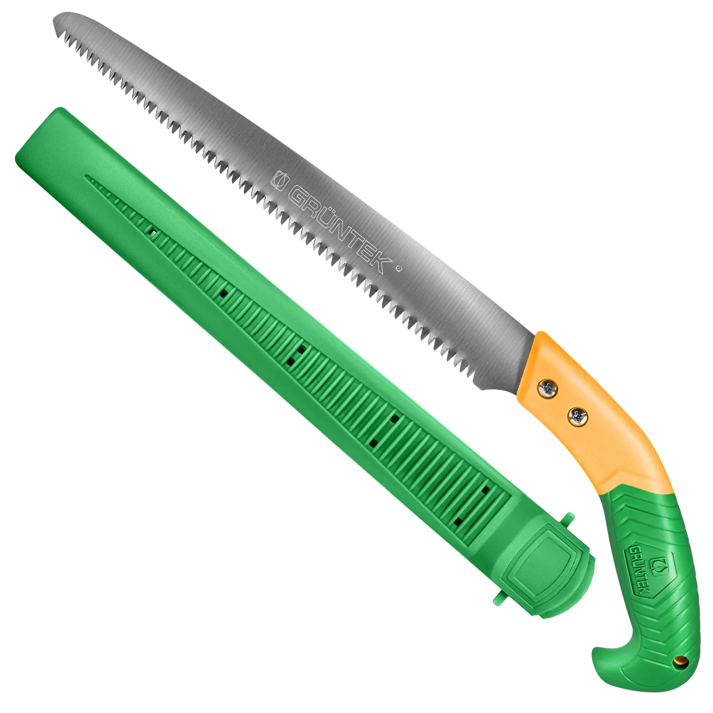 GRÜNTEK Gartensäge BARRAKUDA 300 mm, Baumsäge, Impuls gehärtete aggressive Spezial-Zahnung, Handsäge, rutschfester gummierter Griff, praktischer Halter mit Gürtelclip, Holzsäge Säge Astsäge