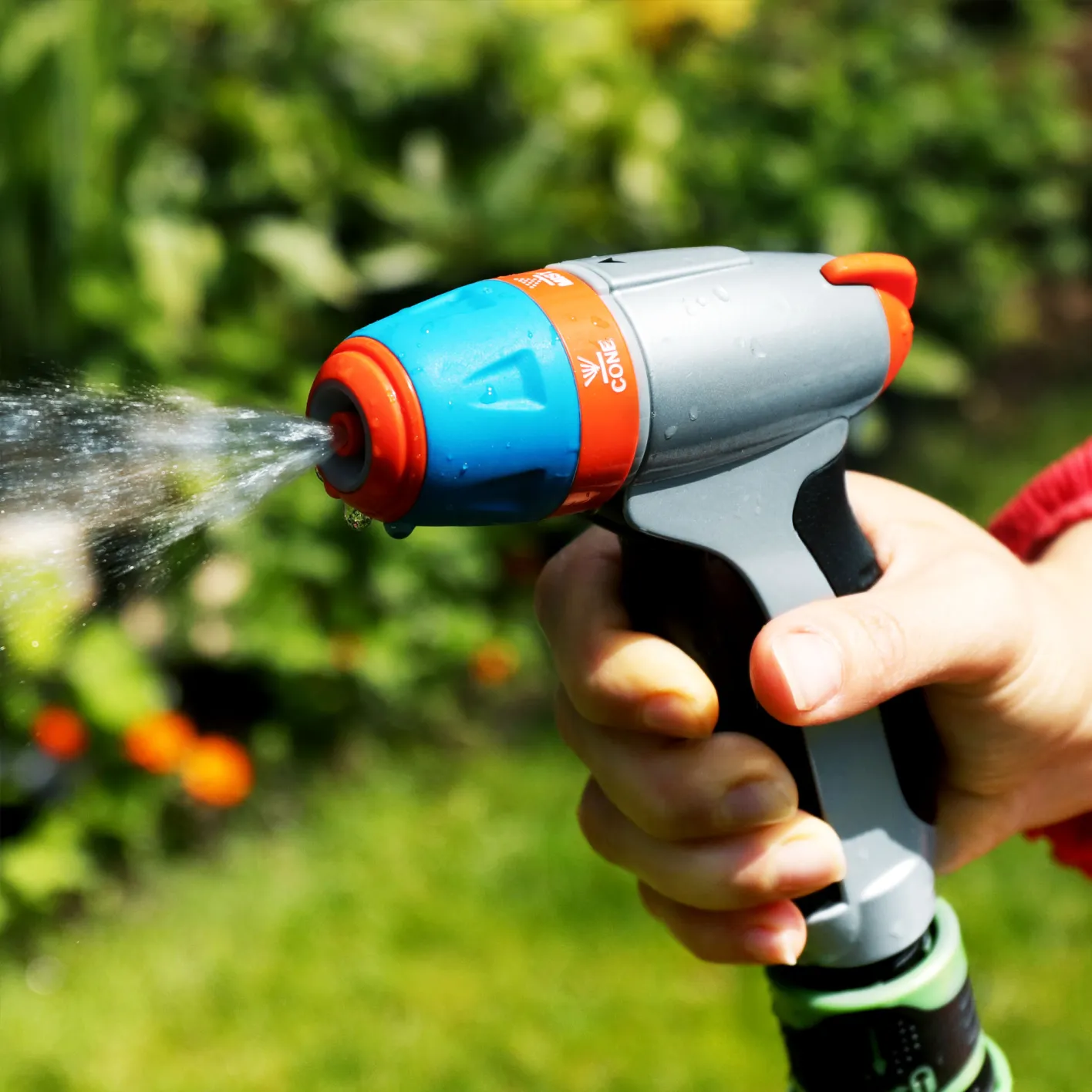 GRÜNTEK verstellbare Spritzpistole mit 3 Düsen, Garten-Spritze, Metall Gartenbrause. Einstellbare Handbrause für Garten, Autowaschen und Zuhause, stoßfest und leichtgewichtig