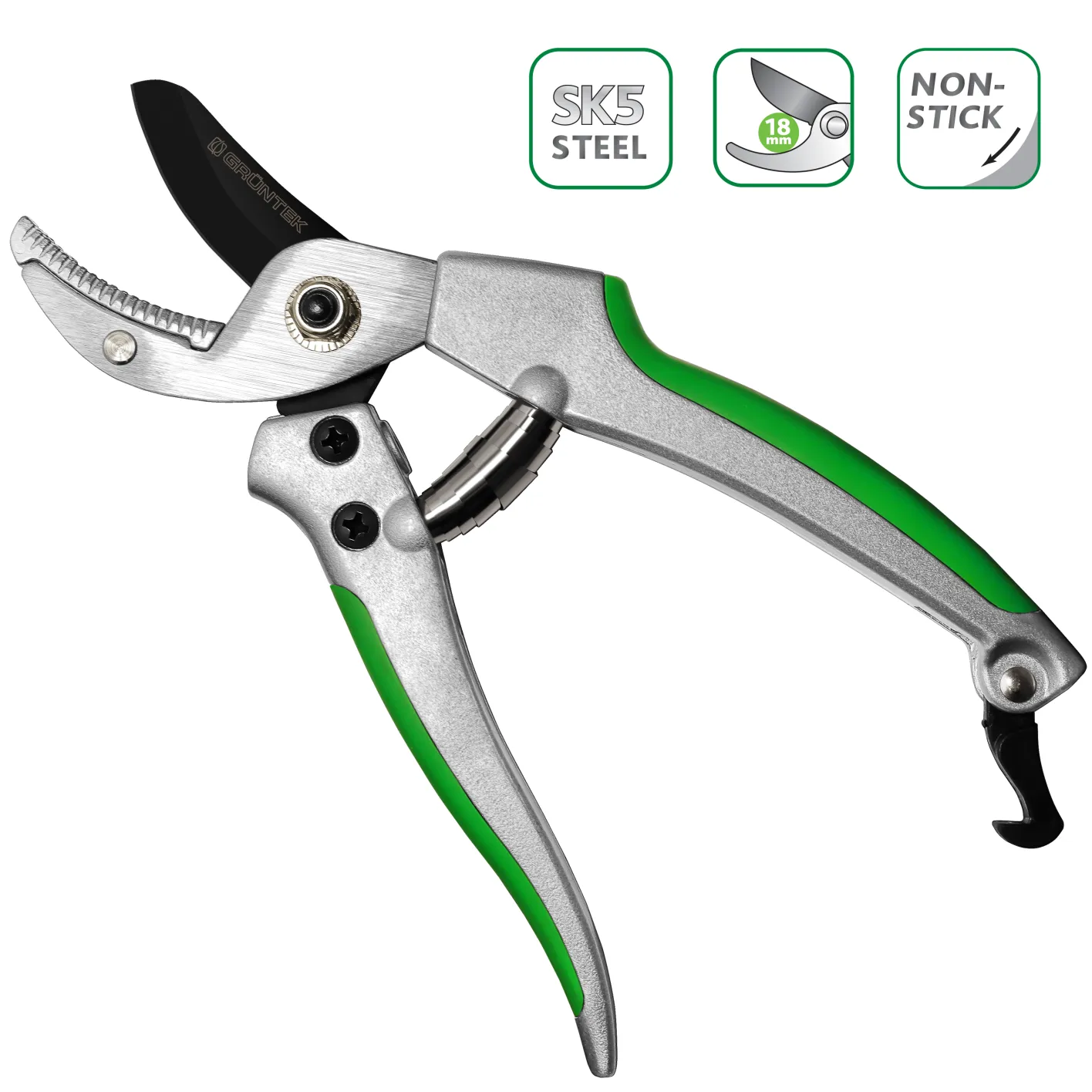 GRÜNTEK Amboss Gartenschere TUKANE 195 mm, Schere mit Metall-Amboss