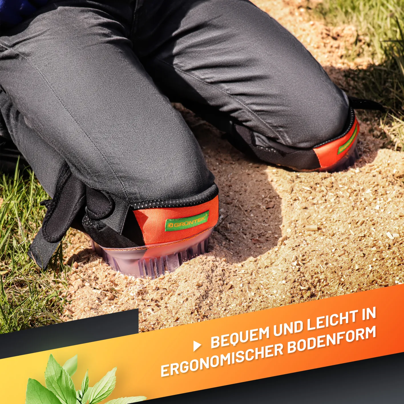 GRÜNTEK Knieschutz mit Kunststoff-Hartschalen für Garten Handwerk Zuhause, 2 Strips, leicht und bequem Knieschützer/schoner
