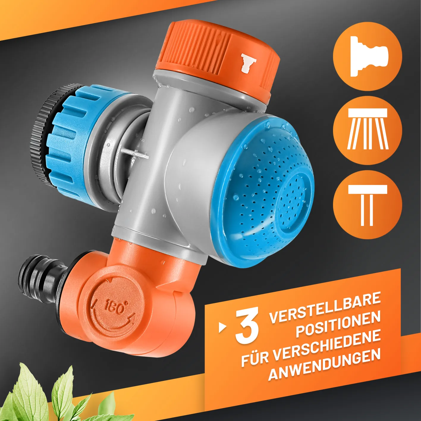 GRÜNTEK Flexibler Wasserhahn Adapter mit dreh- und neigbarem Schlauchanschluss und Wasserhahn-Funktion mit 2 Wasserstrahlarten