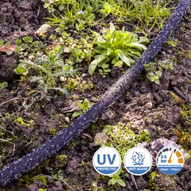 GRÜNTEK Tropfschlauch, Perlschlauch 15 m mit Verbindungsstück 1/2', UV- und Algen-Schutz, bis zu 70% wassersparend, Perl-Regner für umwelt- und pflanzenschonende Bewässerung