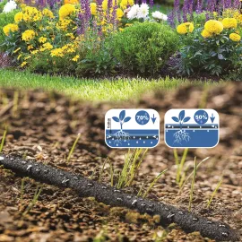 GRÜNTEK Tropfschlauch, Perlschlauch 15 m mit Verbindungsstück 1/2', UV- und Algen-Schutz, bis zu 70% wassersparend, Perl-Regner für umwelt- und pflanzenschonende Bewässerung