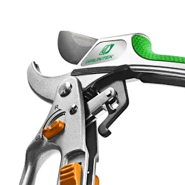 GRÜNTEK Ratschen Gartenschere KAKADU Baumschere mit Ein- und Ausschalten der Ratsche