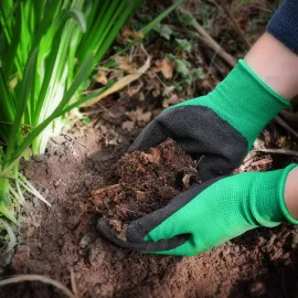 GRÜNTEK Gartenhandschuhe 5 Paar aus Polyesterfaser mit Latexbeschichtung