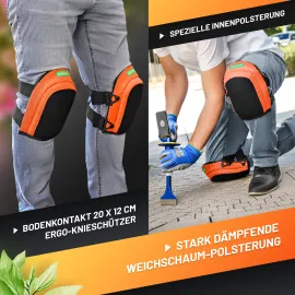 GRÜNTEK Soft-Knieschoner Klassik mit 2 Strips, Comfort Gel Innenpolster, für Handwerk und Zuhause, Kniekissen Arbeit, Knieschutz Gartenarbeit