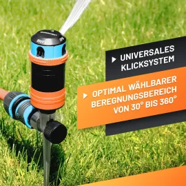 GRÜNTEK 4-facher Multifunktions-Kreisregner. Großflächiger optimale Gartenbewässerung Regner mit Sektoreinstellung 30°- 360° 