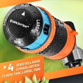 GRÜNTEK 4-facher Multifunktions-Kreisregner. Großflächiger optimale Gartenbewässerung Regner mit Sektoreinstellung 30°- 360° 