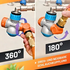 GRÜNTEK Flexibler Wasserhahn Adapter mit dreh- und neigbarem Schlauchanschluss und Wasserhahn-Funktion mit 2 Wasserstrahlarten