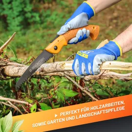 GRÜNTEK ZANDER Klappsäge, gehärtetes Carbonstahl Sägeblatt 180mm, rutschfester Korkgriff, TEFLON-beschichtete Klinge mit 4 Positionen, ideale Outdoor Campingsäge Taschensäge Pocketsäge Astsäge